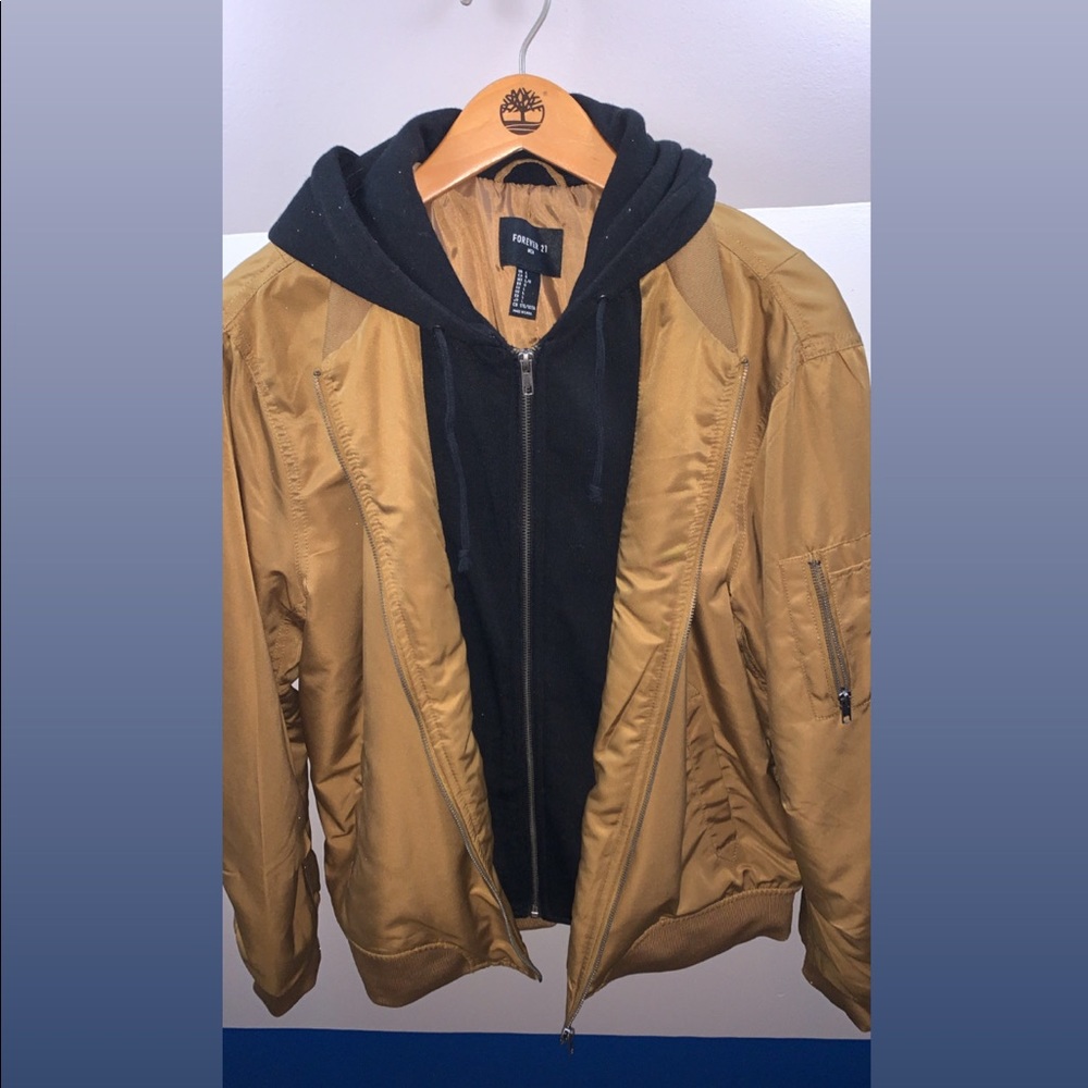 A Black and Gold Jacket with a hoodie